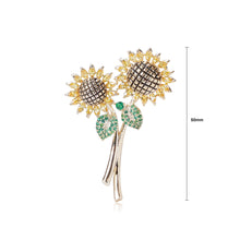 Load image into Gallery viewer, Fashion and Simple Plated Gold Sunflower Brooch with Yellow Cubic Zirconia