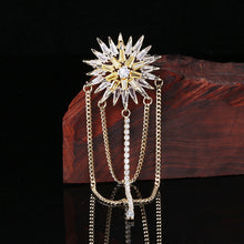 Load image into Gallery viewer, Fashion and Elegant Plated Gold Sunflower Tassel Brooch with Cubic Zirconia