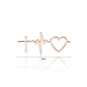 Simple and Fashion Plated Gold Hollow Heart-shaped Heartbeat Brooch
