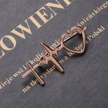 Load image into Gallery viewer, Simple and Fashion Plated Gold Hollow Heart-shaped Heartbeat Brooch