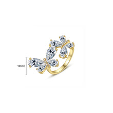 Load image into Gallery viewer, Fashion Temperament Plated Gold Butterfly Adjustable Opening Ring with Cubic Zirconia