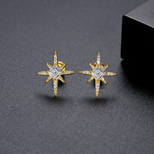 Load image into Gallery viewer, Fashion Simple Plated Gold Star Stud Earrings with Cubic Zirconia
