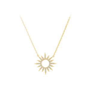 925 Sterling Silver Plated Gold Fashion Temperament Star Pendant with Cubic Zirconia and Necklace