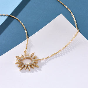 925 Sterling Silver Plated Gold Fashion Temperament Star Pendant with Cubic Zirconia and Necklace