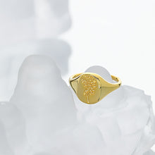 Load image into Gallery viewer, 925 Sterling Silver Plated Gold Fashion and Elegant Rose Geometric Oval Adjustable Open Ring