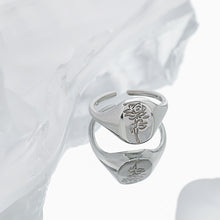 Load image into Gallery viewer, 925 Sterling Silver Fashion and Elegant Rose Geometric Oval Adjustable Open Ring