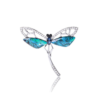 Fashion Simple Blue Dragonfly Brooch with Cubic Zirconia