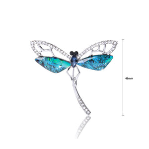 Fashion Simple Blue Dragonfly Brooch with Cubic Zirconia