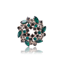 Load image into Gallery viewer, Fashion and Elegant Plated Gold Rosette Brooch with Green Cubic Zirconia