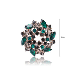Fashion and Elegant Plated Gold Rosette Brooch with Green Cubic Zirconia