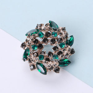 Fashion and Elegant Plated Gold Rosette Brooch with Green Cubic Zirconia