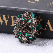 Load image into Gallery viewer, Fashion and Elegant Plated Gold Rosette Brooch with Green Cubic Zirconia