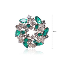 Load image into Gallery viewer, Elegant and Bright Plated Gold Wreath Brooch with Green Cubic Zirconia