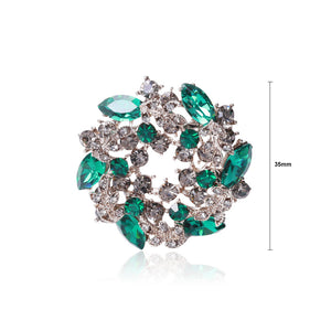 Elegant and Bright Plated Gold Wreath Brooch with Green Cubic Zirconia