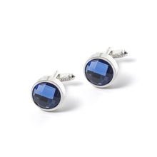 Load image into Gallery viewer, Fashion High-end Geometric Round Cufflinks with Blue Cubic Zirconia