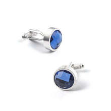 Load image into Gallery viewer, Fashion High-end Geometric Round Cufflinks with Blue Cubic Zirconia