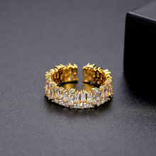 Load image into Gallery viewer, Fashion Brilliant Plated Gold Geometric Cubic Zirconia Adjustable Open Ring
