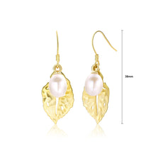 Load image into Gallery viewer, 925 Sterling Silver Plated Gold Fashion Temperament Leaf Freshwater Pearl Earrings