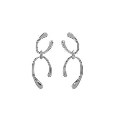 925 Sterling Silver Simple Fashion Double Layer U-Shape Geometric Tassel Earrings