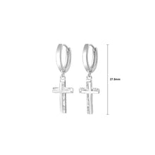 Load image into Gallery viewer, 925 Sterling Silver Fashion Simple Crinkle Pattern Cross Earrings