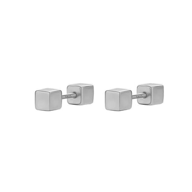 925 Sterling Silver Simple Exquisite Geometric Square Stud Earrings