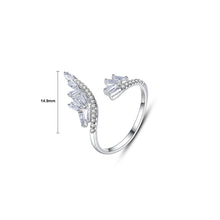 Load image into Gallery viewer, Fashion Elegant Feather Geometric Adjustable Open Ring with Cubic Zirconia