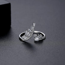 Load image into Gallery viewer, Fashion Elegant Feather Geometric Adjustable Open Ring with Cubic Zirconia