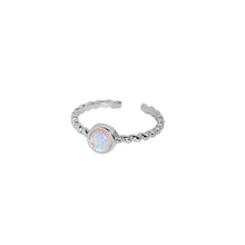 Load image into Gallery viewer, 925 Sterling Silver Simple Temperament Geometric Round Moonstone Twist Adjustable Open Ring