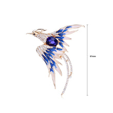 Load image into Gallery viewer, Fashion and Elegant Plated Gold Enamel Blue Phoenix Brooch with Cubic Zirconia