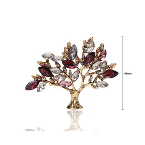 Fashion and Elegant Plated Gold Tree Brooch with Cubic Zirconia