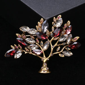 Fashion and Elegant Plated Gold Tree Brooch with Cubic Zirconia