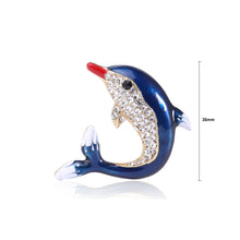 Load image into Gallery viewer, Fashion Lovely Plated Gold Enamel Dolphin Brooch with Cubic Zirconia