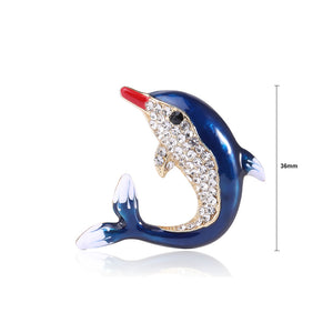 Fashion Lovely Plated Gold Enamel Dolphin Brooch with Cubic Zirconia