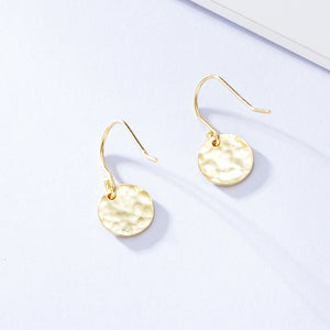 925 Sterling Silver Plated Gold Simple Statement Convex Geometric Round Earrings