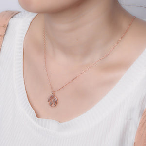 925 Sterling Silver Plated Rose Gold Fashion Simple Hollow World Map Geometric Pendant with Necklace