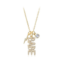 Load image into Gallery viewer, 925 Sterling Silver Plated Gold Fashion BABE Alphabet Pendant with Cubic Zirconia and Necklace