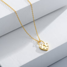 Load image into Gallery viewer, 925 Sterling Silver Plated Gold Fashion Simple Heart Lock Pendant with Cubic Zirconia and Necklace