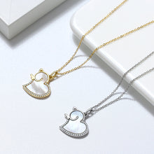 Load image into Gallery viewer, 925 Sterling Silver Simple Cute Heart Cat Shell Pendant with Cubic Zirconia and Necklace