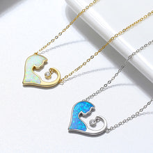 Load image into Gallery viewer, 925 Sterling Silver Plated Gold Simple Fashion Heart Shaped White Cat Pendant with Cubic Zirconia and Necklace