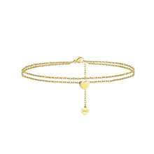 Load image into Gallery viewer, 925 Sterling Silver Plated Gold Simple Lovely Heart Double Layer Anklet