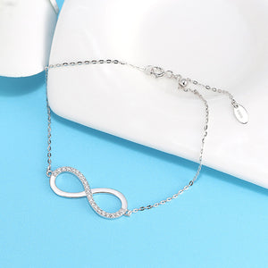 925 Sterling Silver Simple Fashion Infinity Symbol Bracelet with Cubic Zirconia