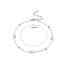 Load image into Gallery viewer, 925 Sterling Silver Simple Fashion Heart Anklet with Cubic Zirconia