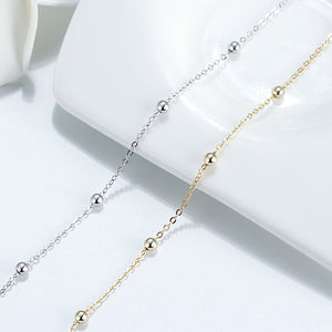 925 Sterling Silver Plated Gold Simple Fashion Geometric Ball Anklet