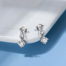 Load image into Gallery viewer, 925 Sterling Silver Simple Temperament Cross Geometric Earrings with Cubic Zirconia