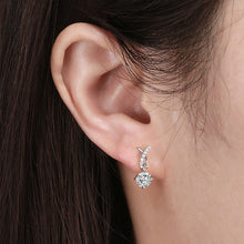 Load image into Gallery viewer, 925 Sterling Silver Simple Temperament Cross Geometric Earrings with Cubic Zirconia
