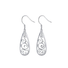 Load image into Gallery viewer, 925 Sterling Silver Fashion Elegant Hollow Pattern Water Drop Shape Geometric Earrings