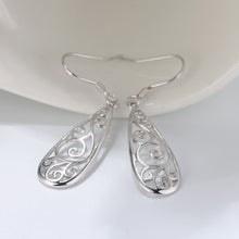 Load image into Gallery viewer, 925 Sterling Silver Fashion Elegant Hollow Pattern Water Drop Shape Geometric Earrings