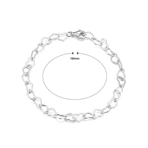 925 Sterling Silver Fashion Simple Hollow Heart Chain Bracelet