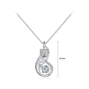 925 Sterling Silver Fashion Elegant Fox Pendant with Cubic Zirconia and Necklace