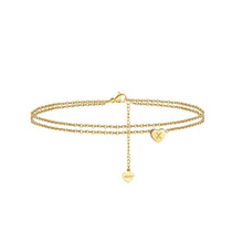 Load image into Gallery viewer, 925 Sterling Silver Plated Gold Simple Fashion Alphabet X Heart Double Layer Anklet